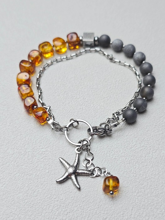 bransoletki z kamieni naturalnych Podwójna Bransoletka Modern Amber