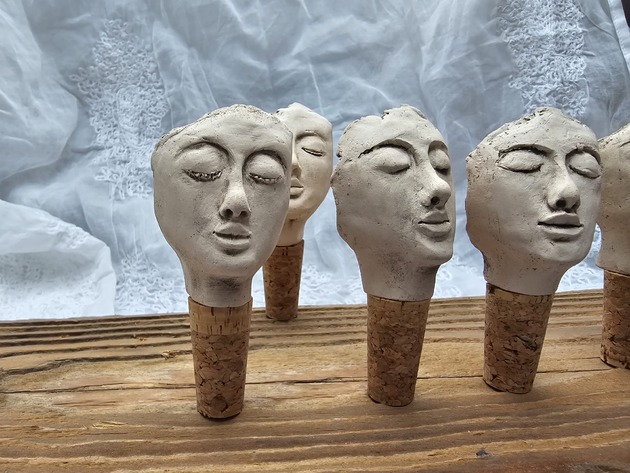 butelki wielorazowe Ceramiczny korek do wina Twarz handmade