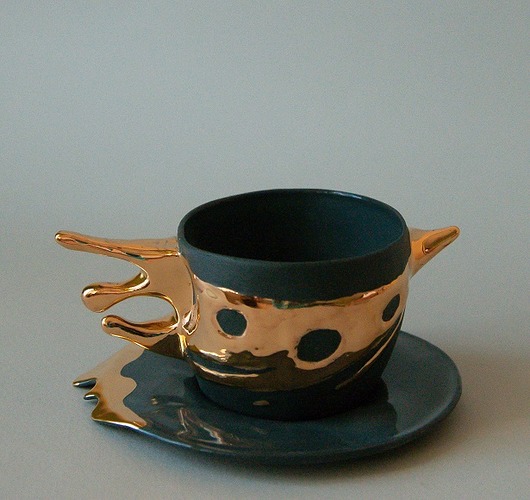 Filiżanka porcelanowa Splash czarna Pangzi Ceramics