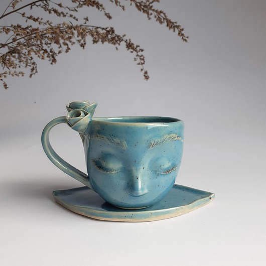filiżanki Filiżanka ceramiczna  z twarzą  Morska 200ml