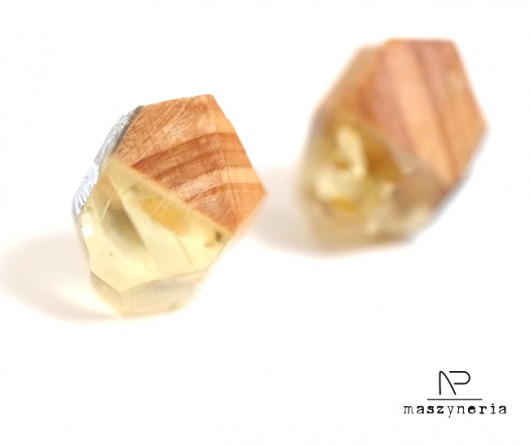 Wood&Amber Kolczyki Geometryczne Cyprys Maszyneria