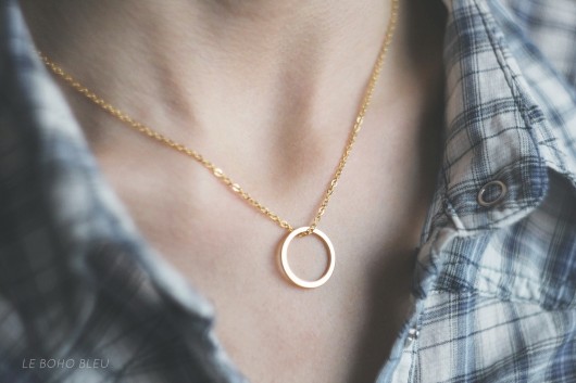 złote naszyjniki 16k Gold Plated Flat Karma Necklace