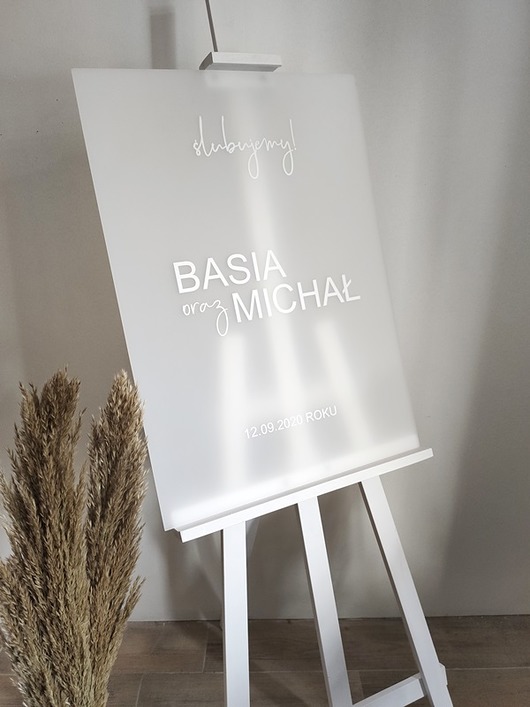 Ślub - inne Tablica powitalna plexi frost (biały napis)