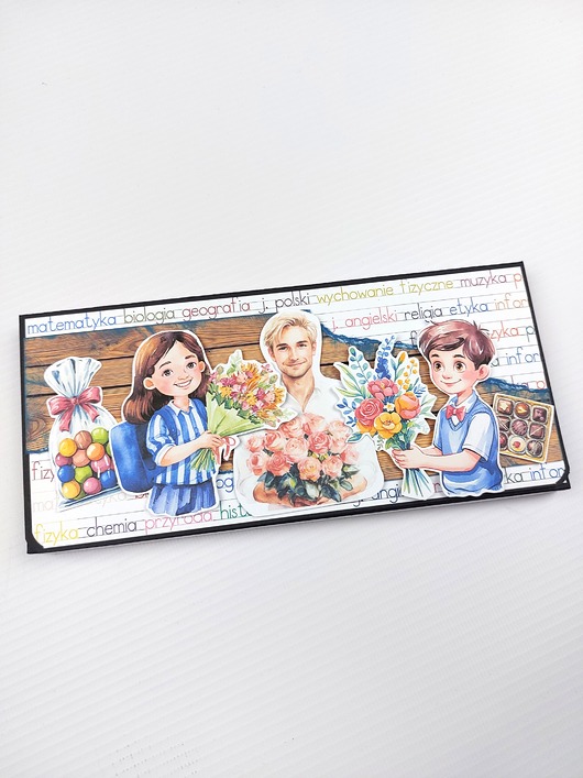 kartki scrapbooking Opakowanie na czekoladę dla Nauczyciela /szkolne4/