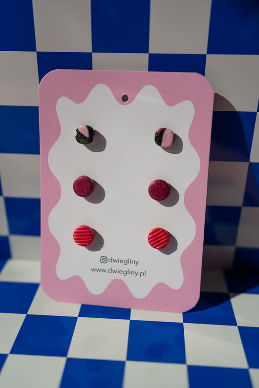 kolczyki z masy plastycznej Zestaw 3 par małych sztyftów