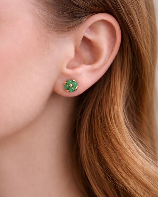 kolczyki z kamieniami Delikatne Zielone Kolczyki Sztyfty - Awenturyn