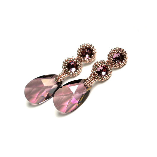 kolczyki swarovski Antique Pink, kolczyki z kryształami Swarovskieg