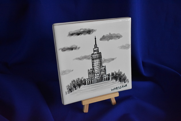 podkładki do kuchni Kafel ręcznie malowany Pałac kultury i Nauki Warszawa czarny