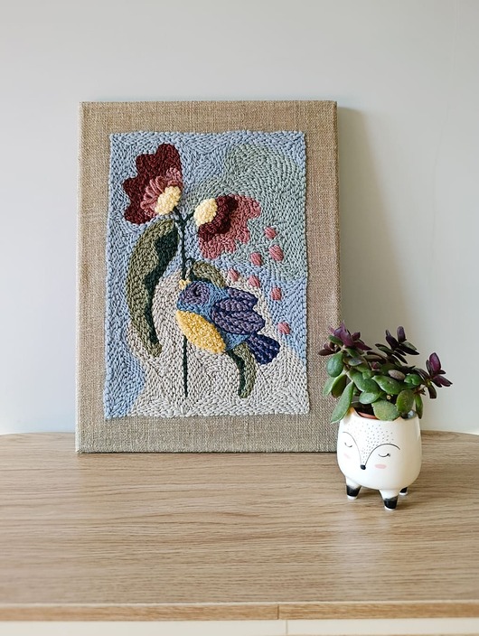 obrazy Obraz punch needle "Pastelowy ptaszek" OD RĘKI