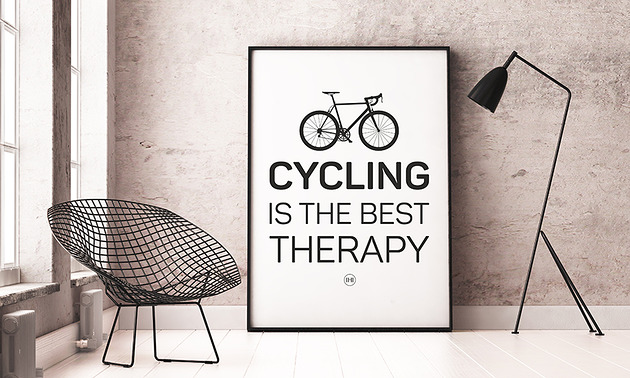 plakaty Plakat z rowerem. Cycling is the best therapy