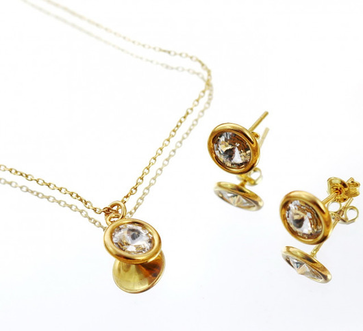 Złoty naszyjnik i kolczyki kryształ SWAROVSKI Coccola JEWELLERY