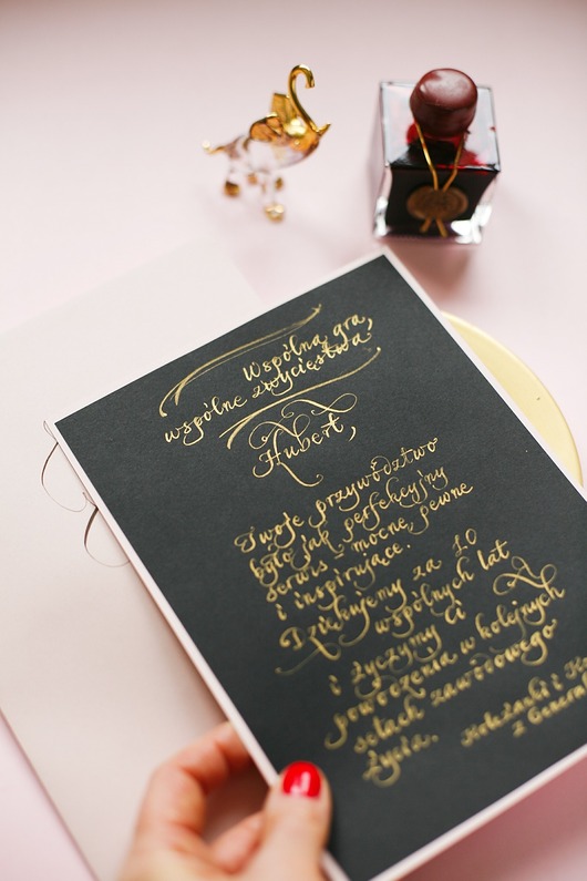 zaproszenia i kartki na ślub Kaligrafia: personalizowana kartka z życzeniami pisana atramentem
