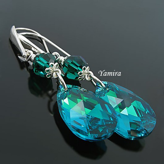 kryształ Swarovski Blue Zircon the long - kolczyki yamira