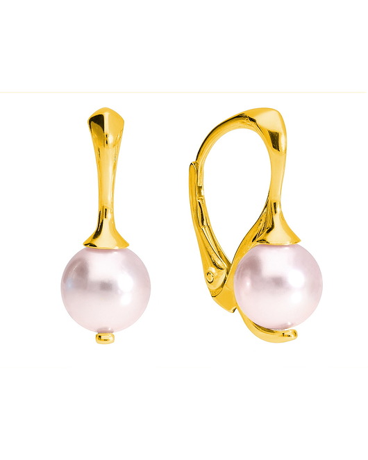 Kolczyki angielskie z różową perłą Swarovski KOM Biżuteria