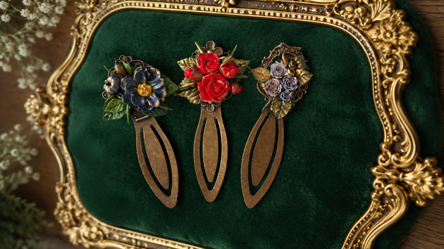 zakładki do książek Zakładka do książki handmade kwiaty znacznik do książek metal