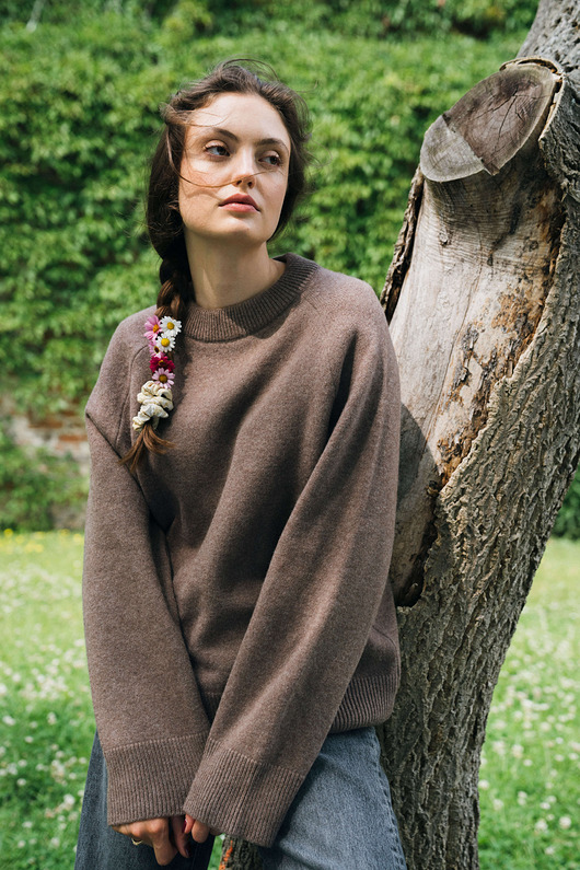 swetry damskie  BARIBAL Mokka Sweter Oversize a la bluza Wełniana 100% Merino