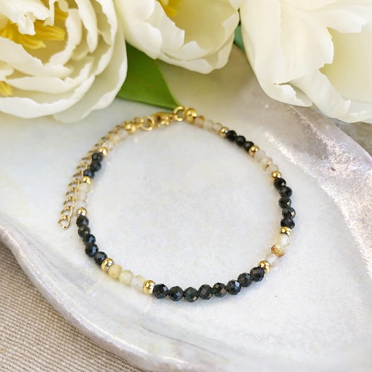 bransoletki z kamieni naturalnych Bransoletka Little Luck Autumn obsydian kryształ