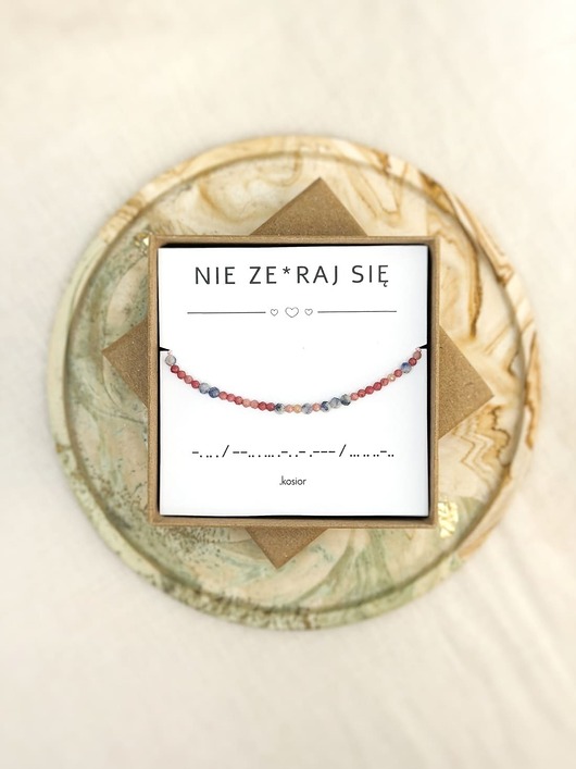bransoletki na sznurku Bransoletka prezent - NIE ZESRAJ SIĘ - Rodonit, Sodalit - spokój - miłość