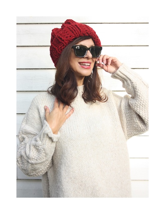 czapki damskie Czapka handmade beanie z wełną merino bulky