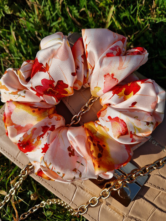 gumki do włosów Scrunchie Papaya XL - gumka do włosów satynowa pomarańczowa