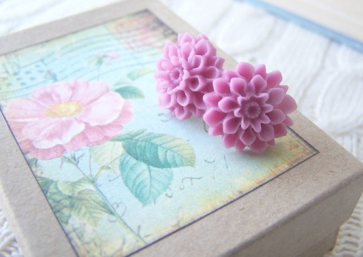 Sweet Plum Dahlia - kolczyki sztyfty w pudełku Not Only Paper