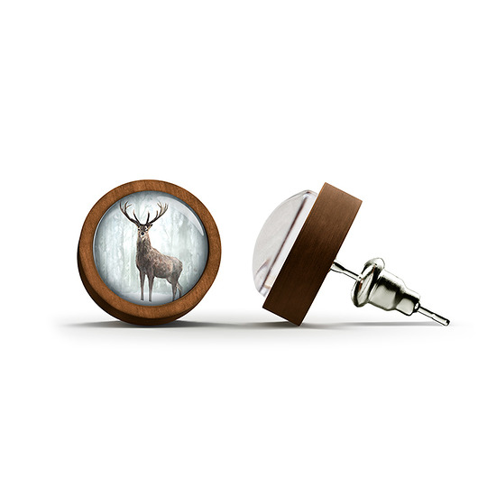 kolczyki drewniane Kolczyki drewniane - Jeleń 3 - sztyfty