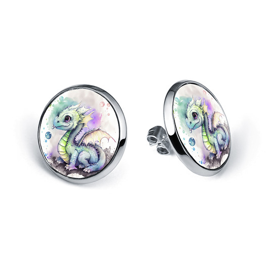 kolczyki - inne Kolczyki sztyfty Mały Smok biżuteria fantasy prezent dla nastolatki