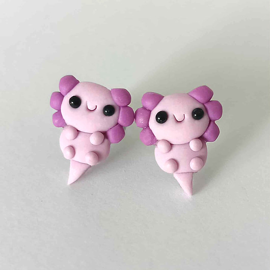 kolczyki z masy plastycznej Kolczyki Aksolotl