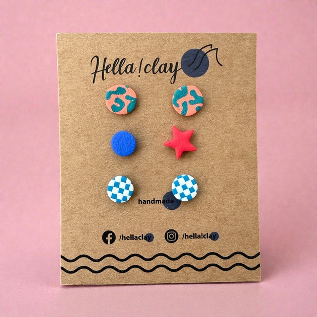 kolczyki z masy plastycznej Minikolczyki 3pack