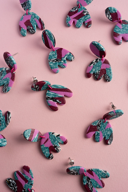 kolczyki z masy plastycznej Wiszące sztyfty tulipany