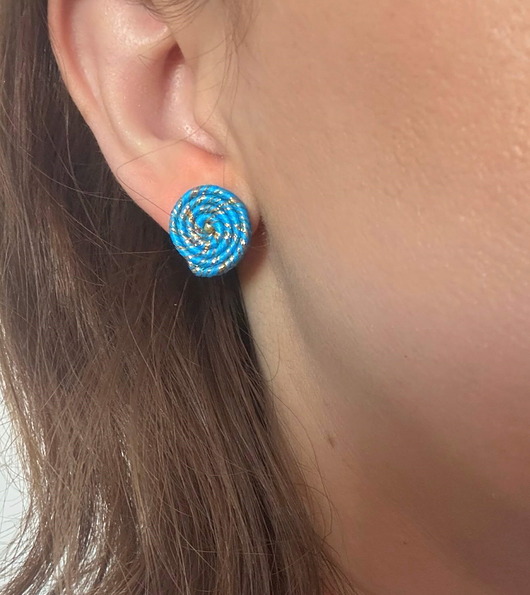 kolczyki soutache Niebiesko-złote kolczyki sutasz ślimaczki
