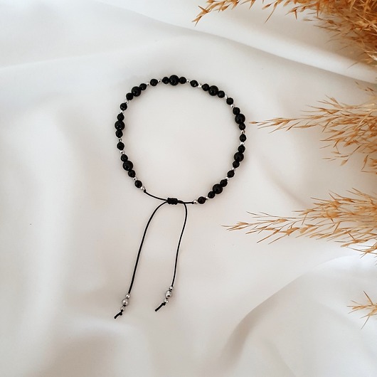 czarna bransoletka z onyksem LEI handmade 