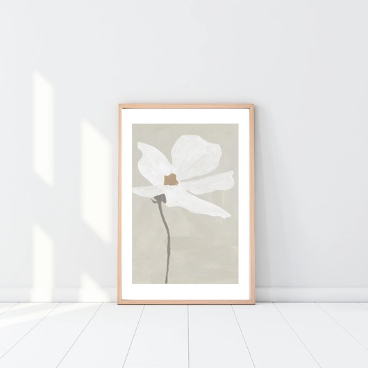 plakaty PLAKAT kwiat, dekoracja ścienna, szary obraz, minimalistyczna ozdoba