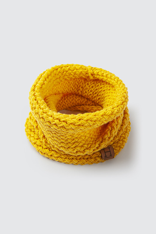 szale damskie Komin z wełny merynosa handmade ŻÓŁTY