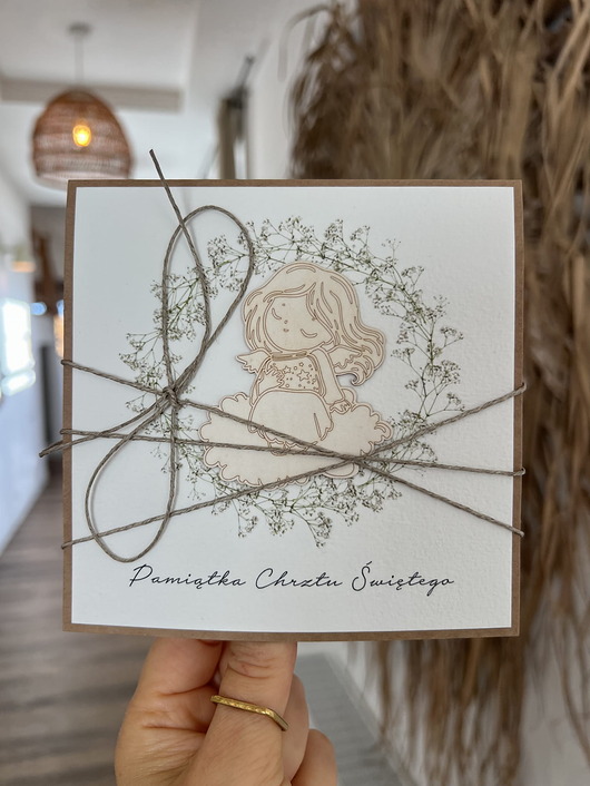 kartki, zaproszenia na chrzest Wyjątkowa kartka ręcznie robiona na chrzest święty