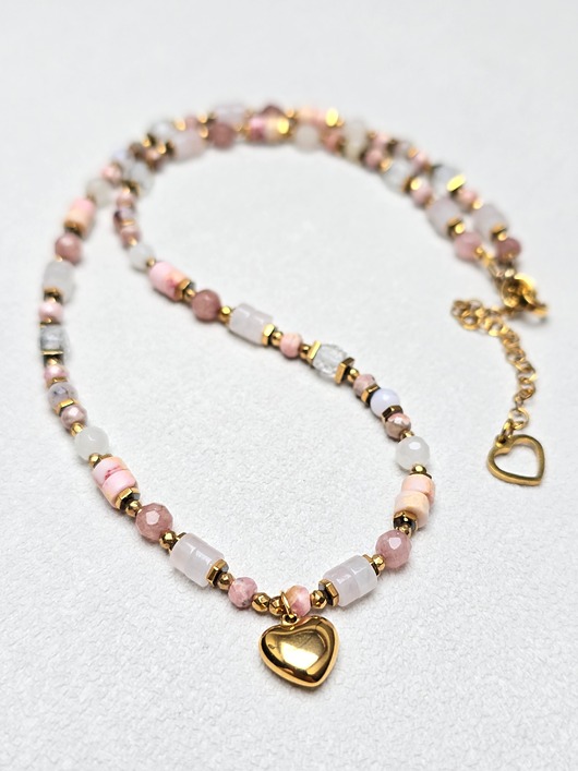 złote naszyjniki Naszyjnik Serduszko W Różu