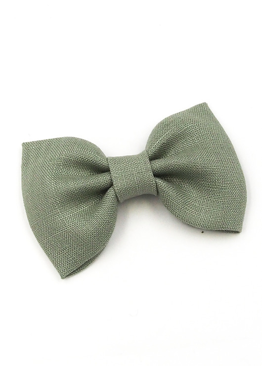 ozdoby do włosów dla dzieci Spinka do włosów kokarda z lnu zielona Linen Bow Sage