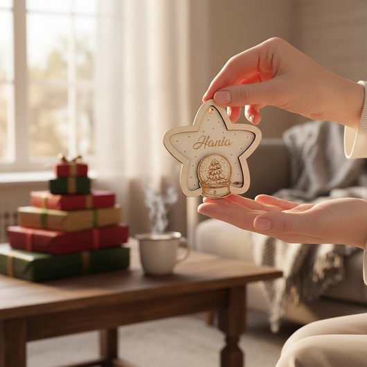 ozdoby choinkowe Bombka Gwiazdka z Imieniem Kula Śnieżna