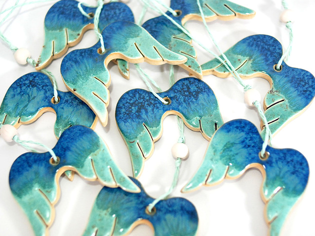 ozdoby choinkowe Skrzydła anioła - ceramiczne ozdoby choinkowe