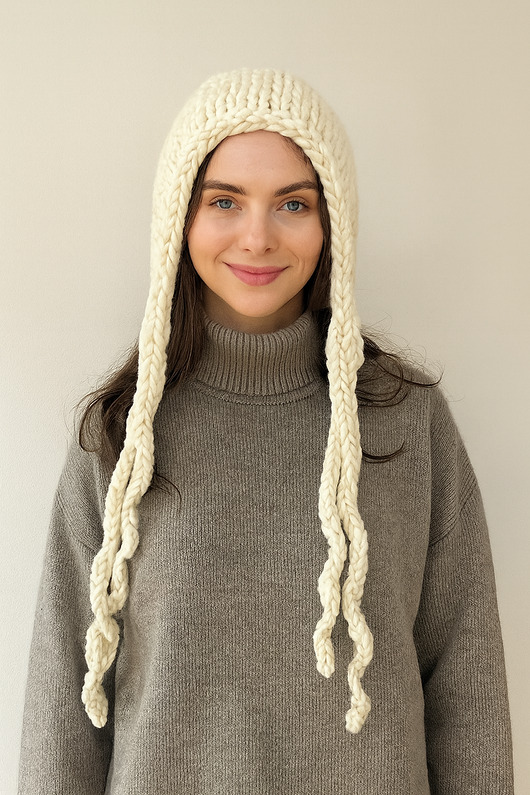 czapki damskie BONBON balaclava x bonnet creamy