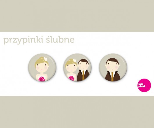 komplet przypinek ślubnych inkipinki