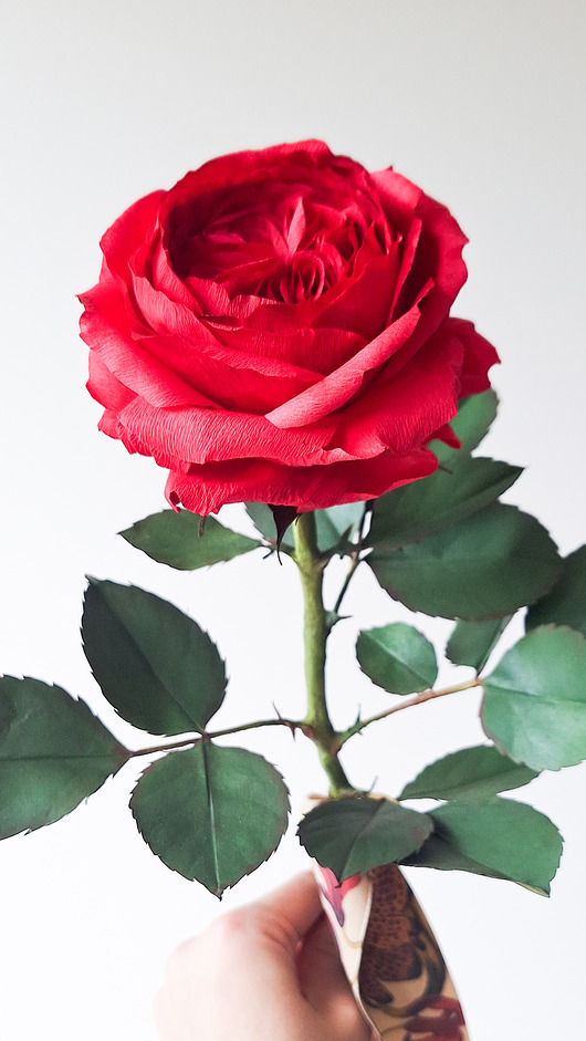 dodatki - różne Realistyczna czerwona róża z papieru - jak żywa - prezent premium