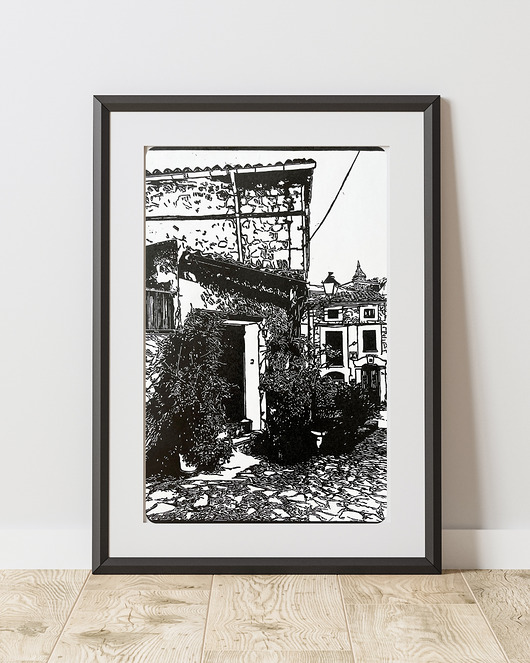 grafiki i ilustracje Linoryt "Dom z Valldemossy" (Majorka)