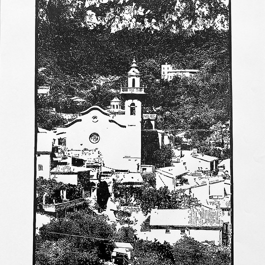 grafiki i ilustracje Linoryt "Valldemossa" (Majorka)