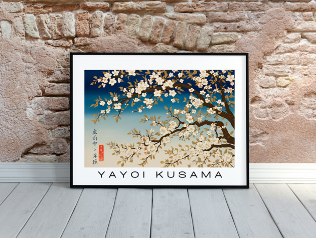 grafiki i ilustracje PLAKAT dekoracyjny sakura Yayoi Kusama,  pastelowa ilustracja