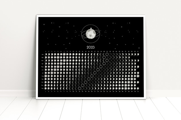 kalendarze i plannery Kalendarz księżycowy 2023 czarny