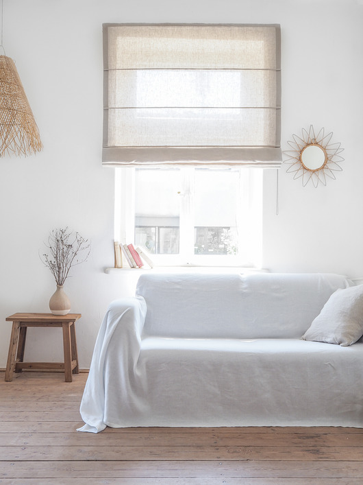 koce i narzuty Narzuta na kanapę heavy linen PURE WHITE