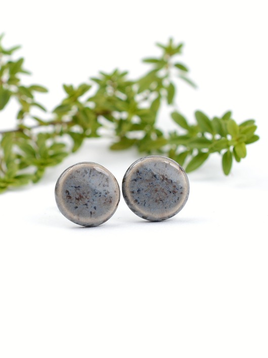 kolczyki ceramiczne Popielate kolczyki sztyfty-ceramika