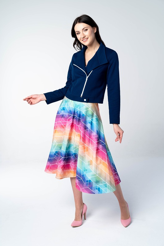 kurtki damskie Ramoneska damska Deep Blue granatowa z dresówki T-SHIRT GRATIS