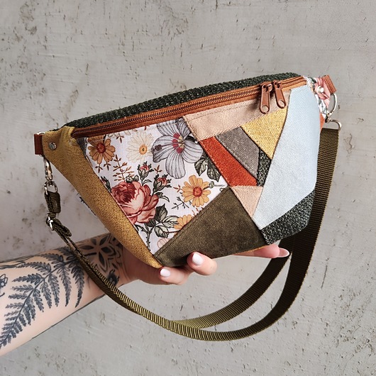 saszetka nerka Nerka XXL zerowaste unikat vintage kwiaty